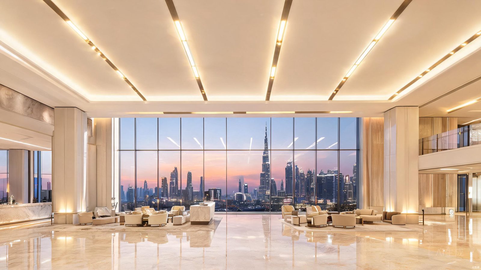Luxury hotel lobby lighting in Saudi Arabia