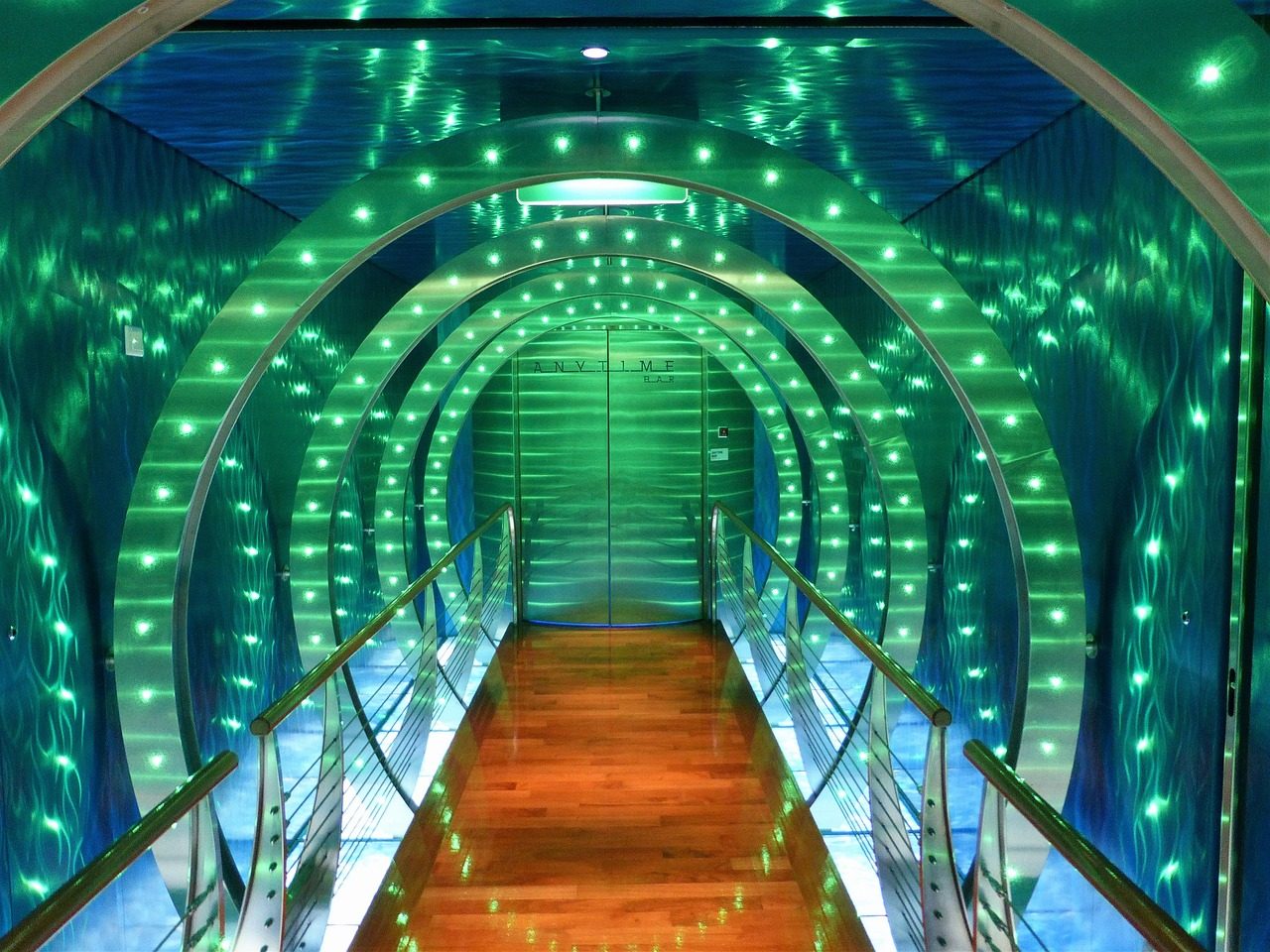 LED hallway lighting in mosque interior
